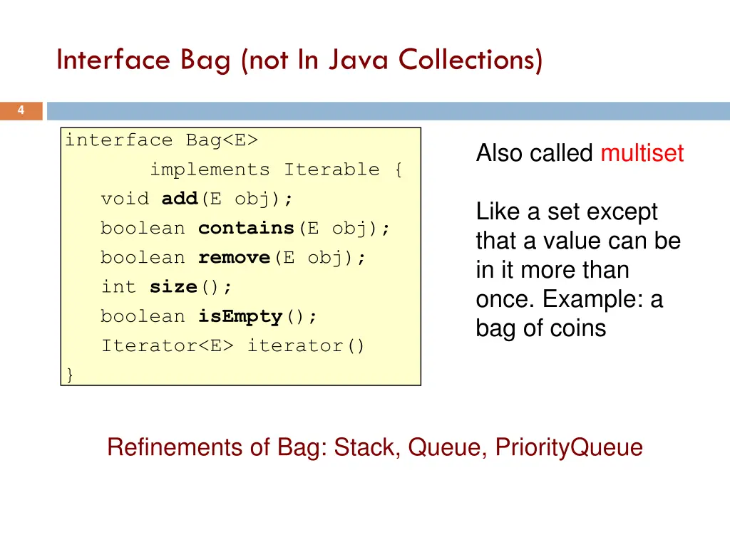 interface bag not in java collections