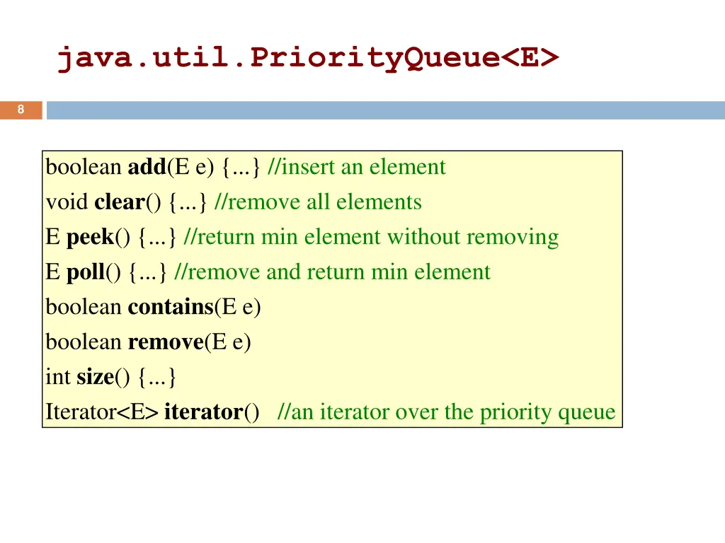 java util priorityqueue e