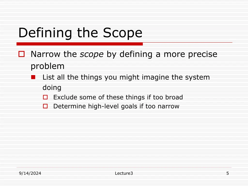 defining the scope