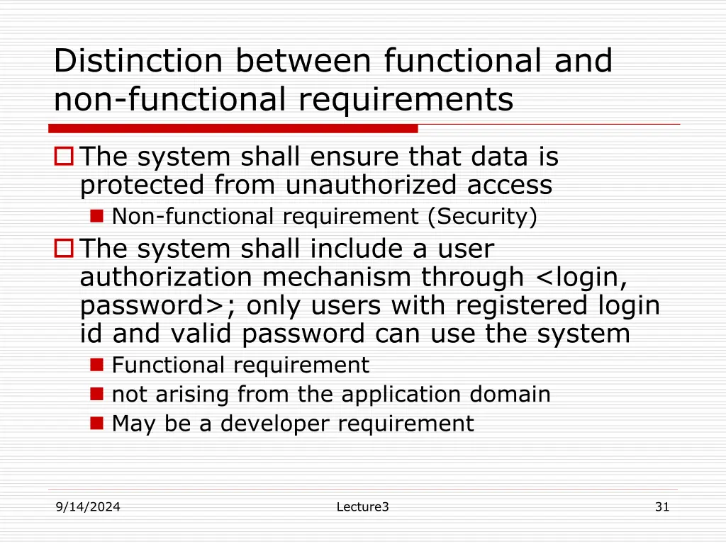 distinction between functional and non functional