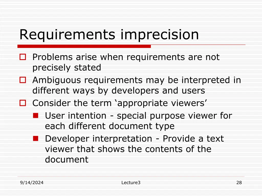 requirements imprecision