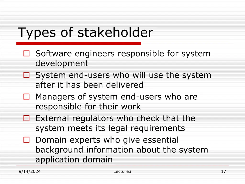 types of stakeholder