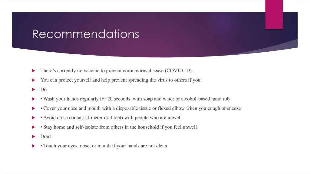 recommendations