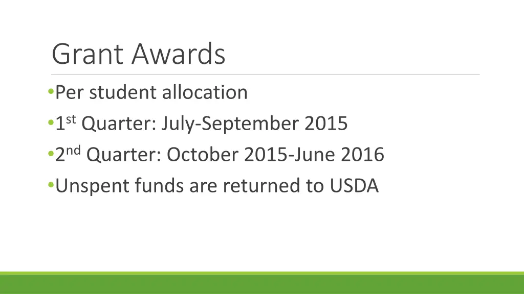 grant awards per student allocation 1 st quarter