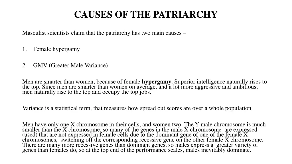 causes of the patriarchy