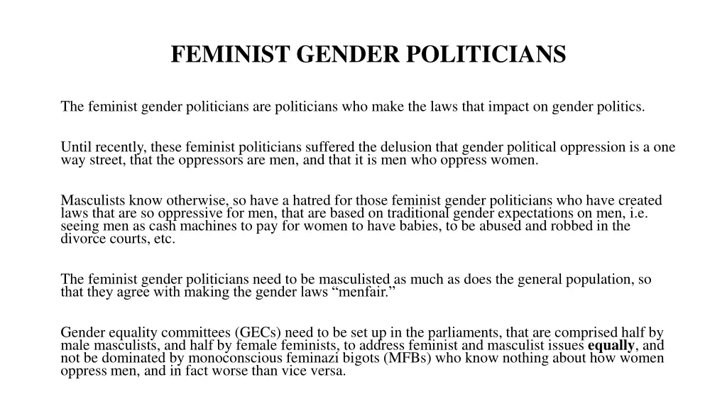 feminist gender politicians