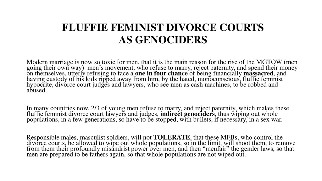 fluffie feminist divorce courts as genociders