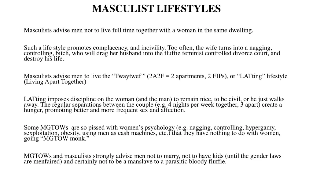 masculist lifestyles