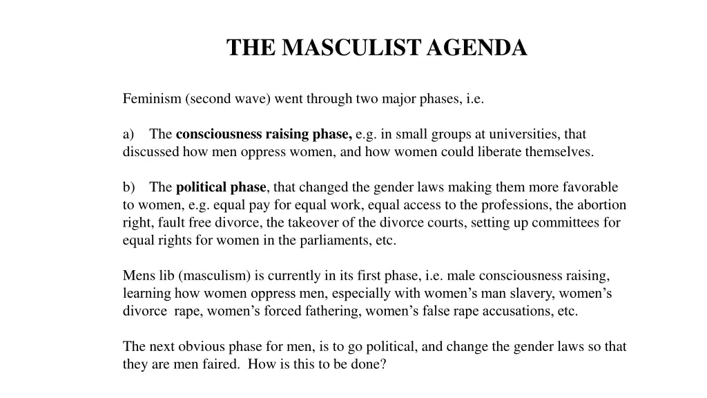 the masculist agenda