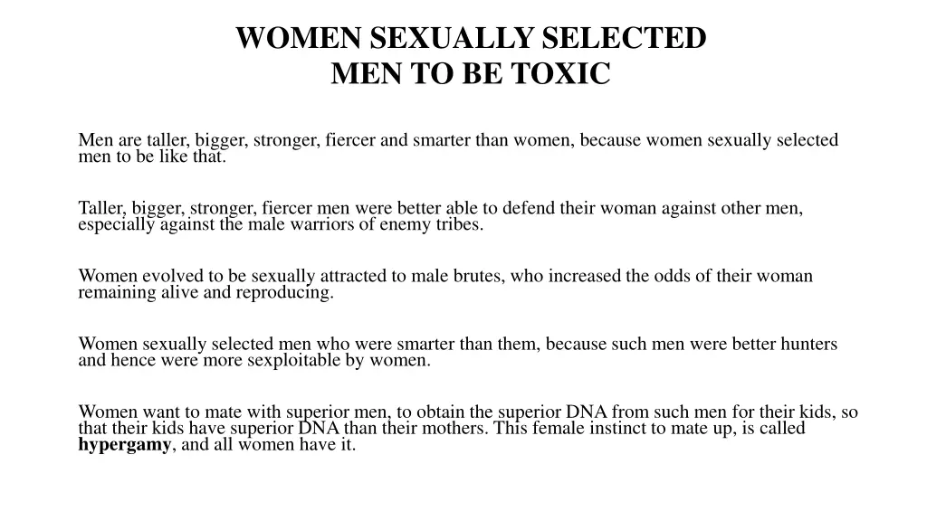 women sexually selected men to be toxic