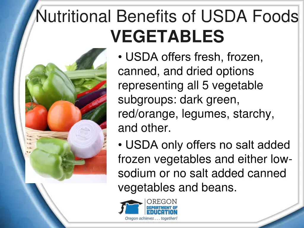 nutritional benefits of usda foods