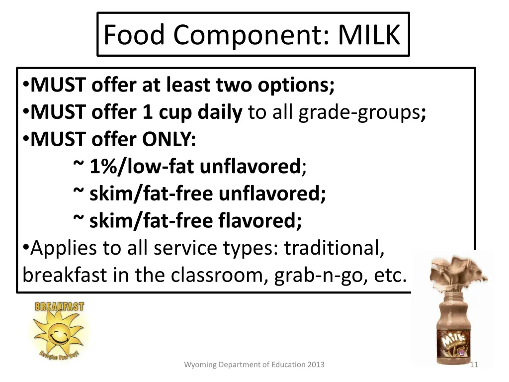 food component milk