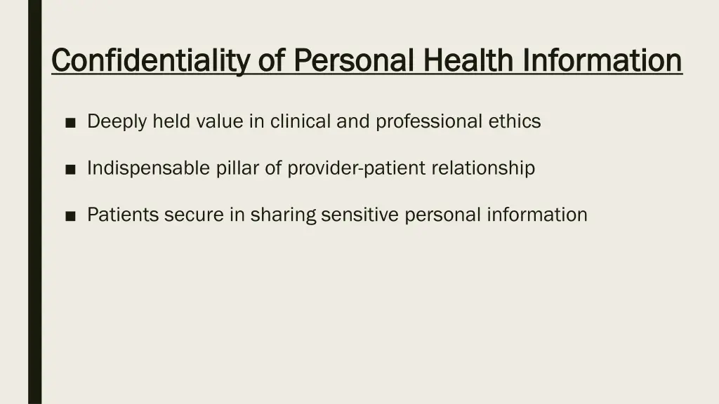 confidentiality of personal health information