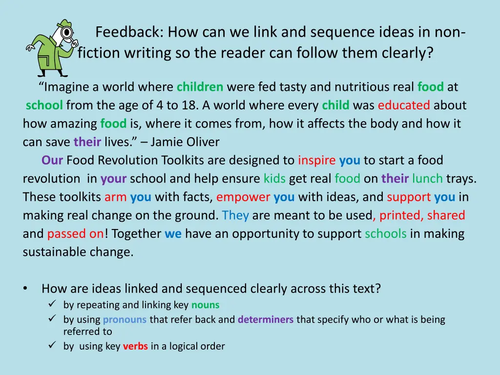 feedback how can we link and sequence ideas