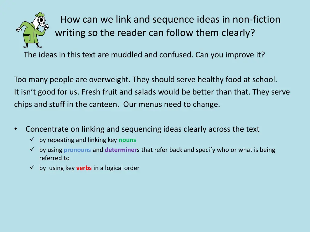 how can we link and sequence ideas in non fiction 1