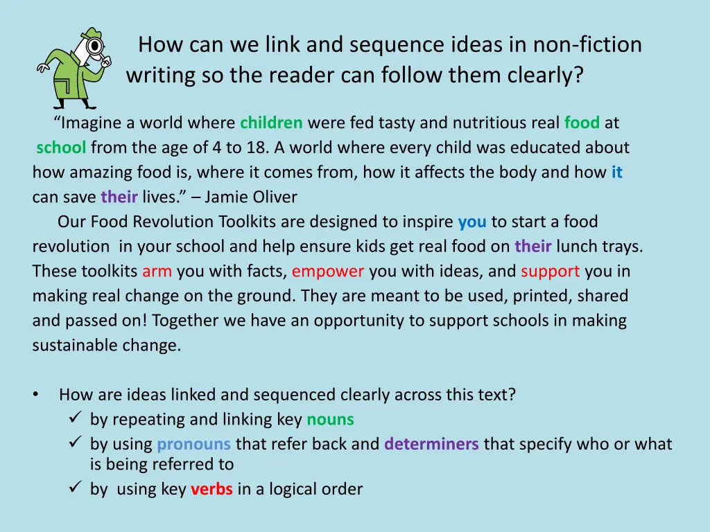 how can we link and sequence ideas in non fiction