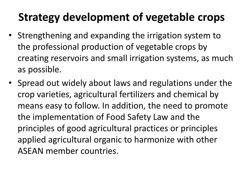 strategy development of vegetable crops 1