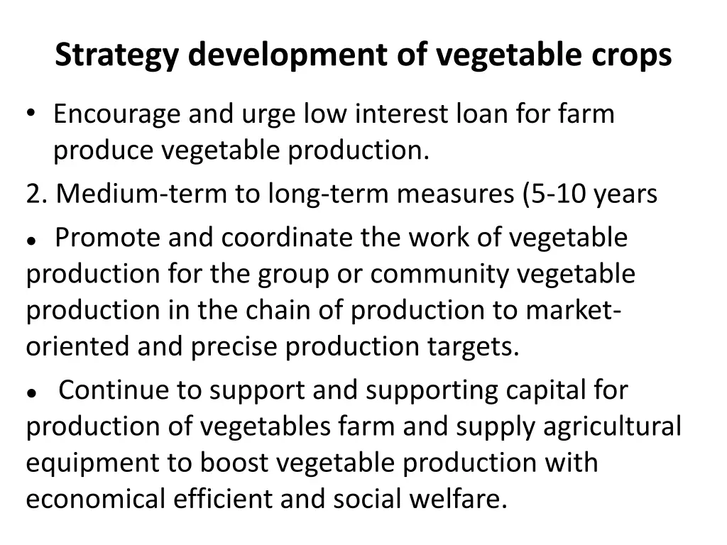 strategy development of vegetable crops 3