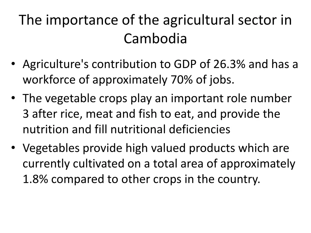 the importance of the agricultural sector