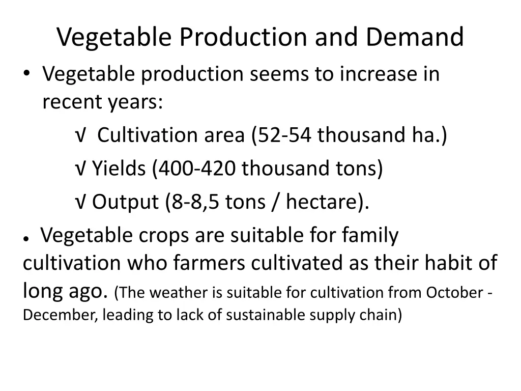 vegetable production and demand vegetable