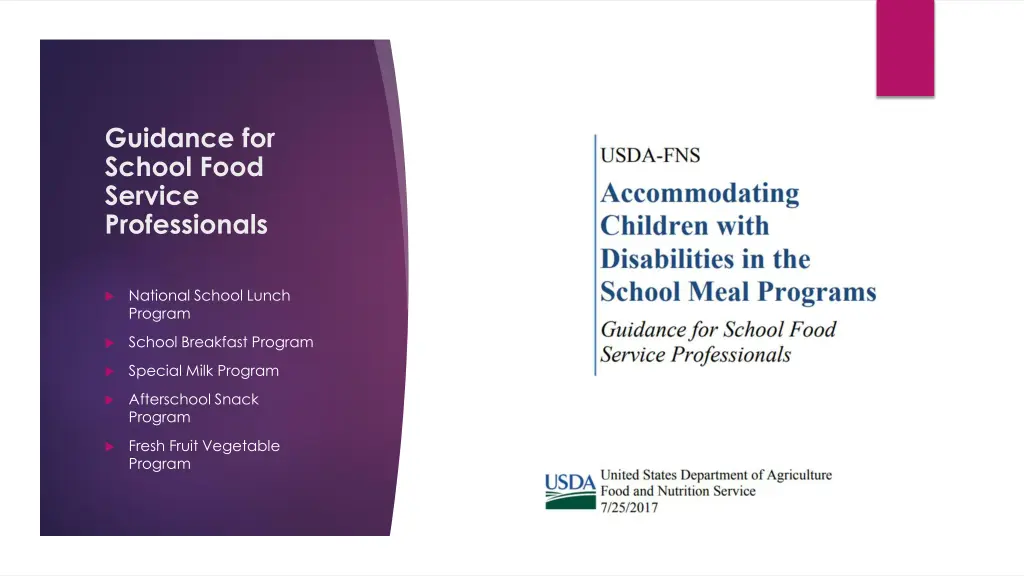 guidance for school food service professionals