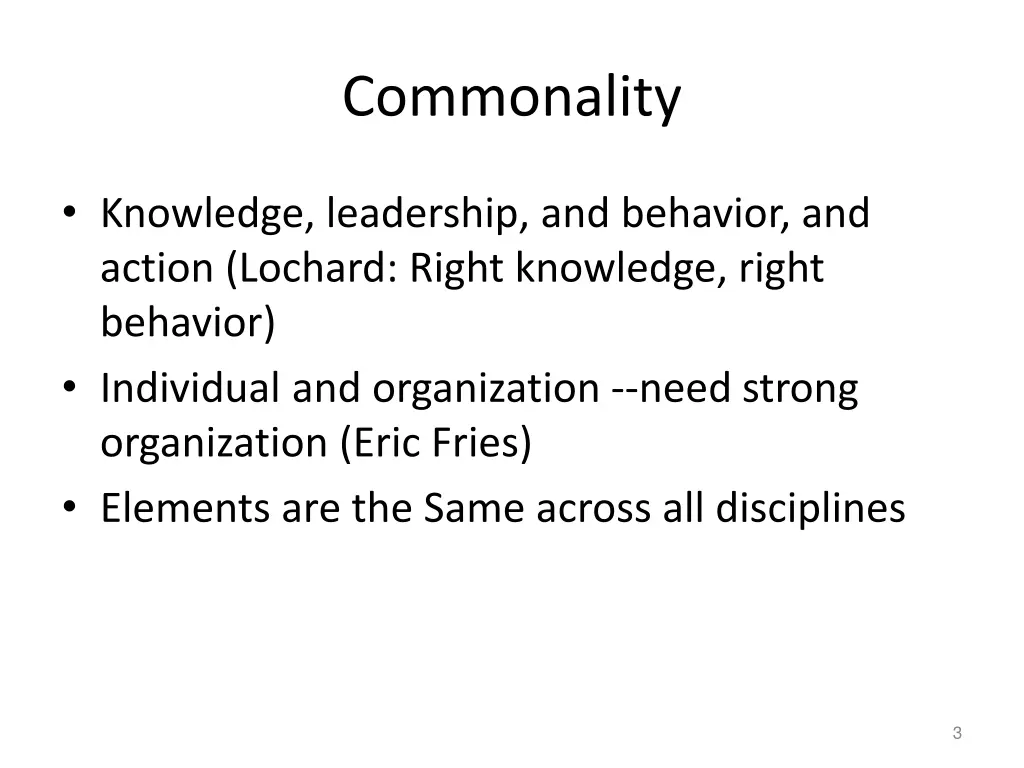 commonality