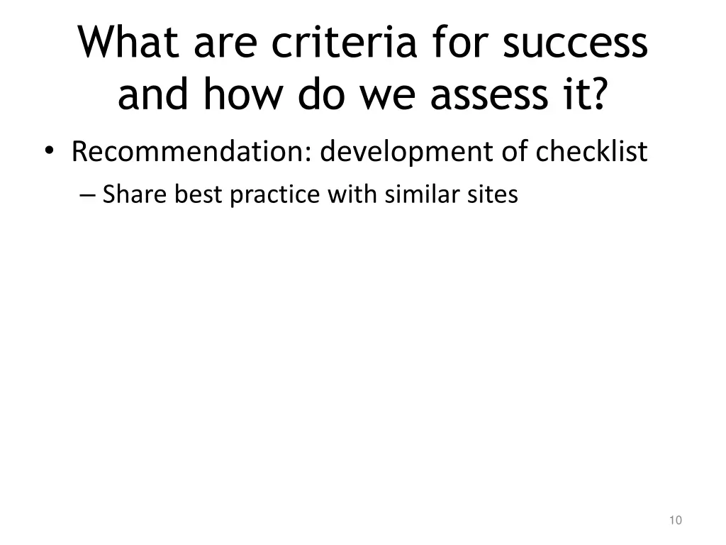 what are criteria for success 3