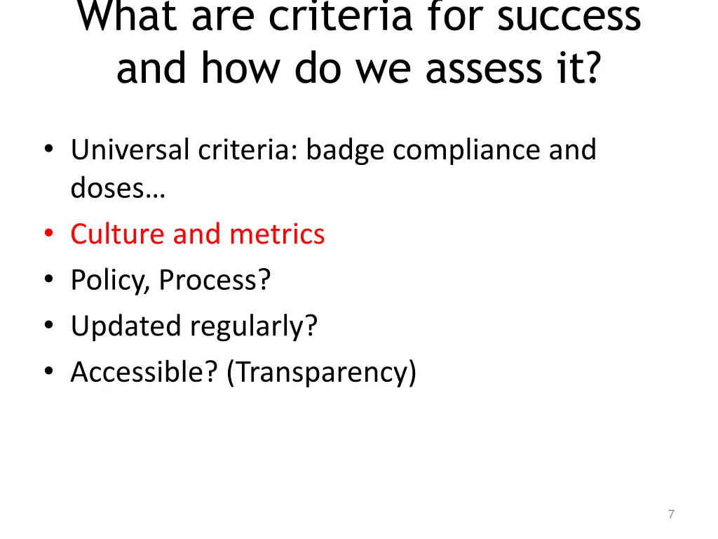 what are criteria for success