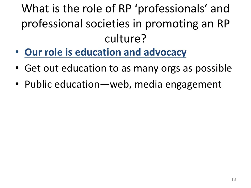 what is the role of rp professionals