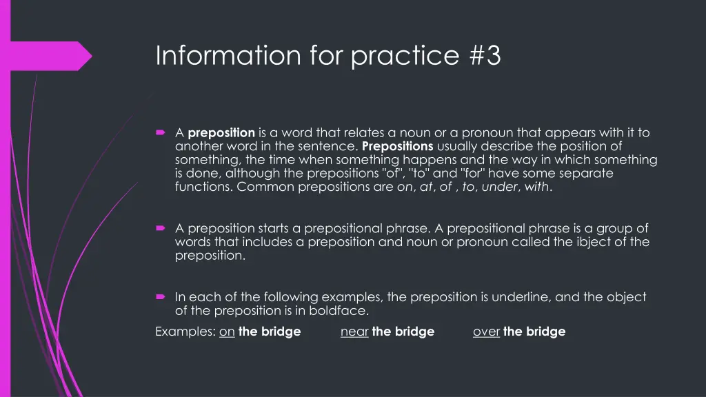 information for practice 3