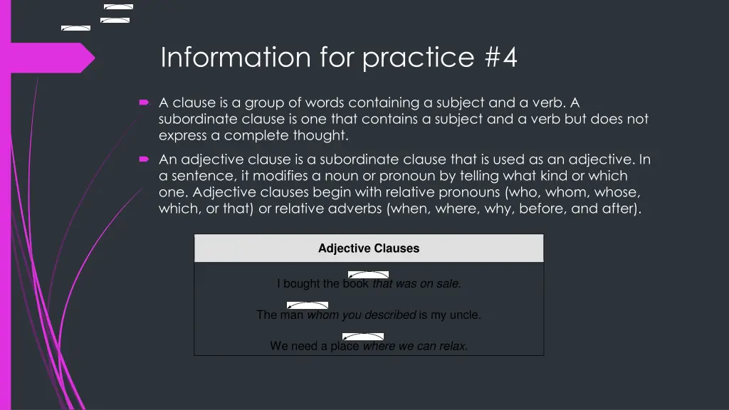 information for practice 4