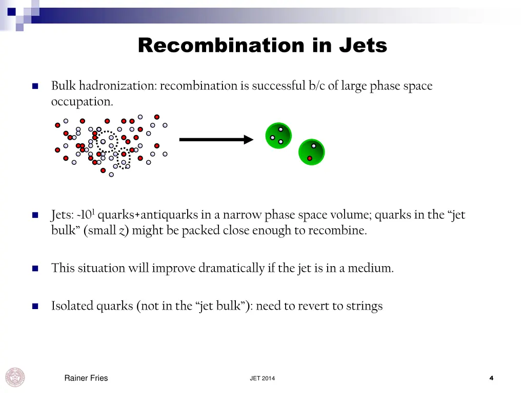 recombination in jets