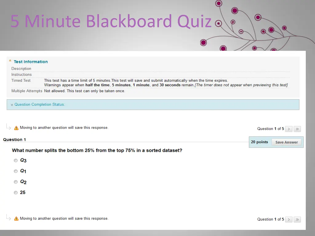 5 minute blackboard quiz