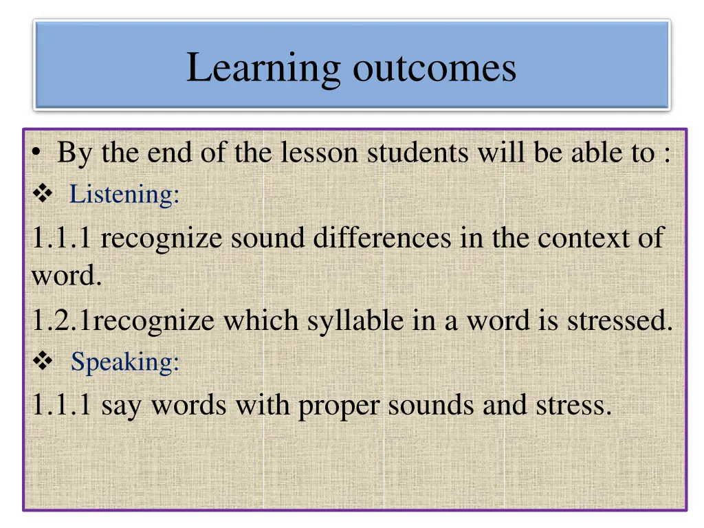 learning outcomes