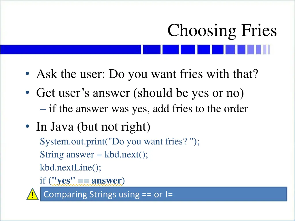 choosing fries