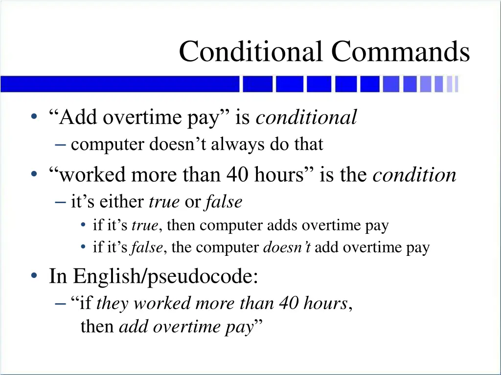 conditional commands