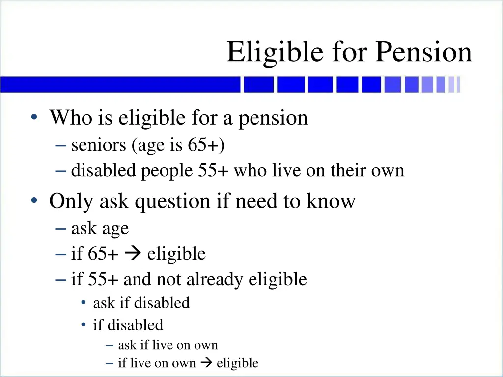 eligible for pension