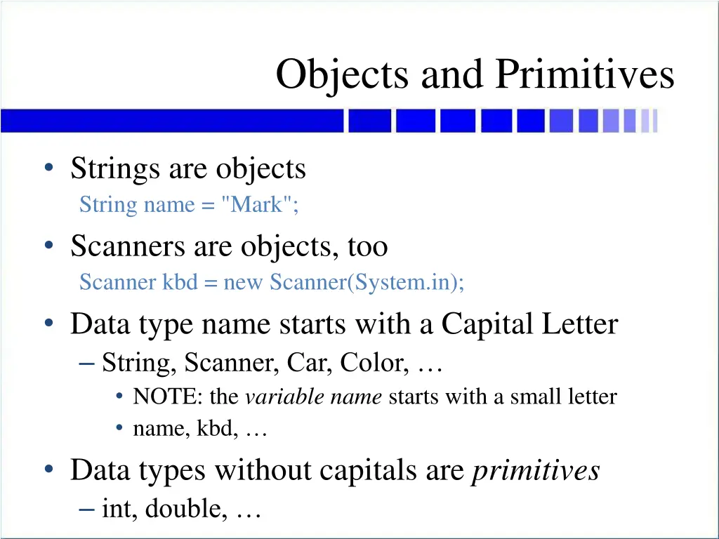 objects and primitives