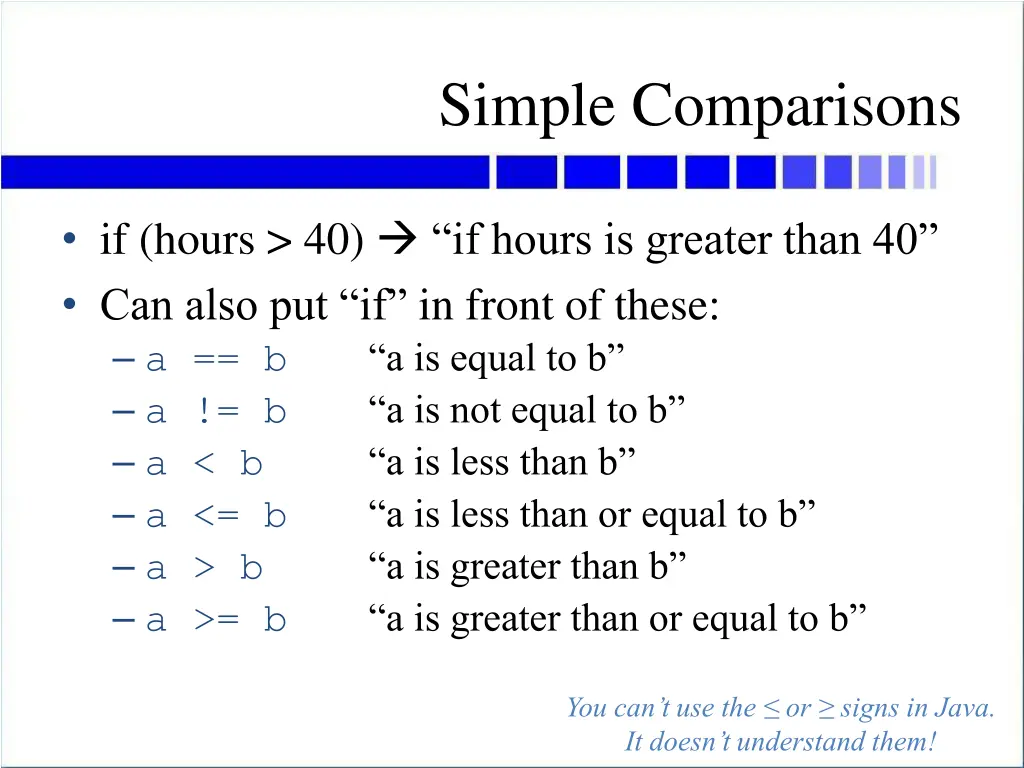 simple comparisons