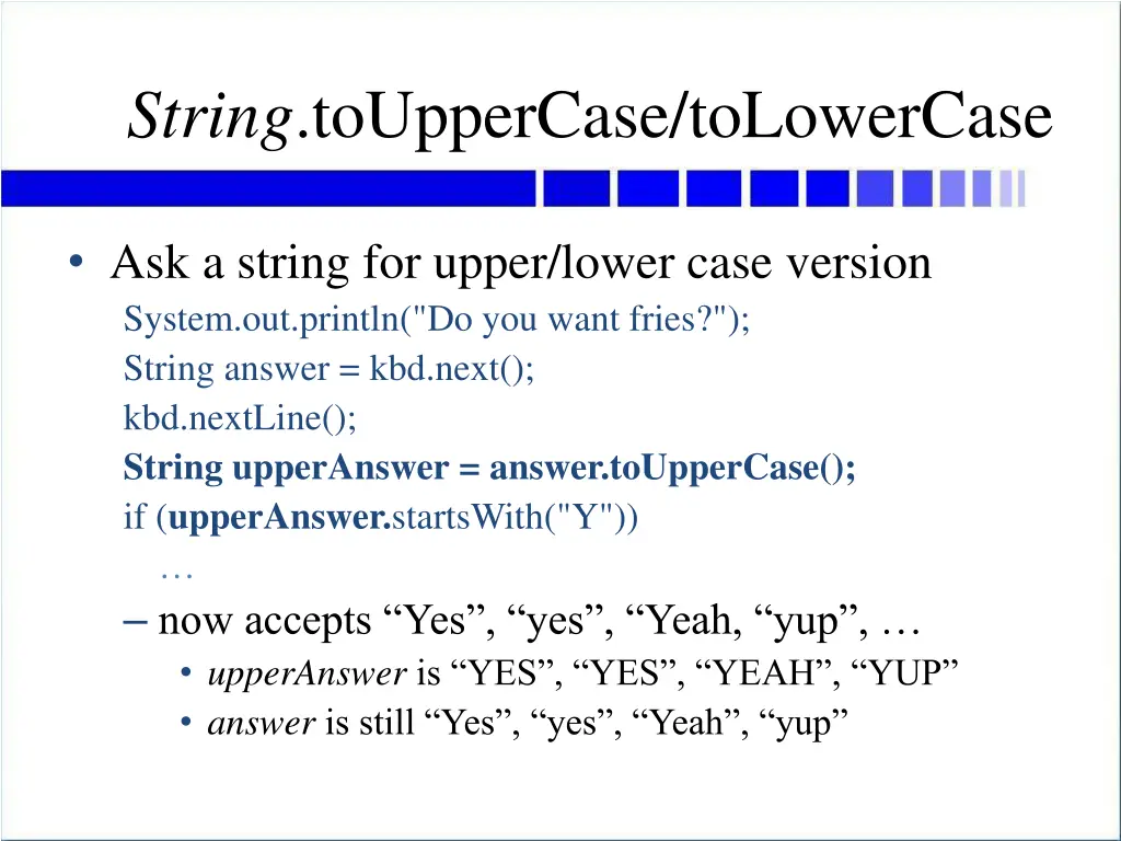 string touppercase tolowercase