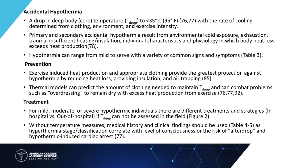 accidental hypothermia a drop in deep body core