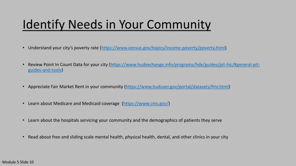 identify needs in your community