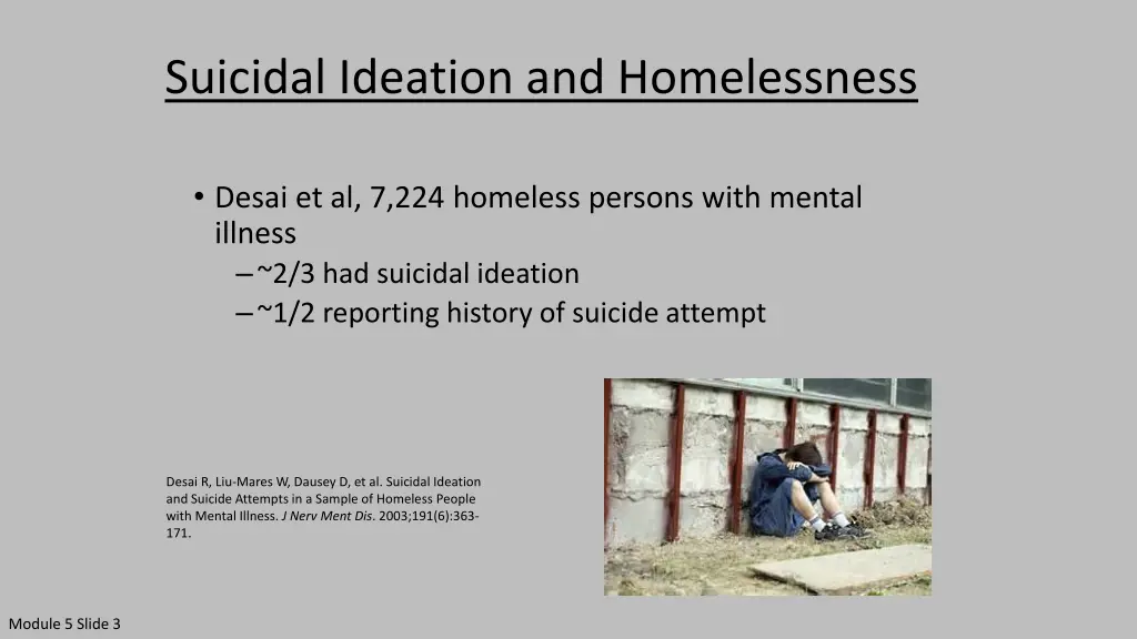 suicidal ideation and homelessness