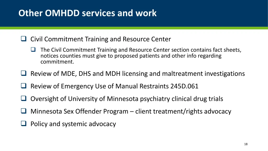 other omhdd services and work