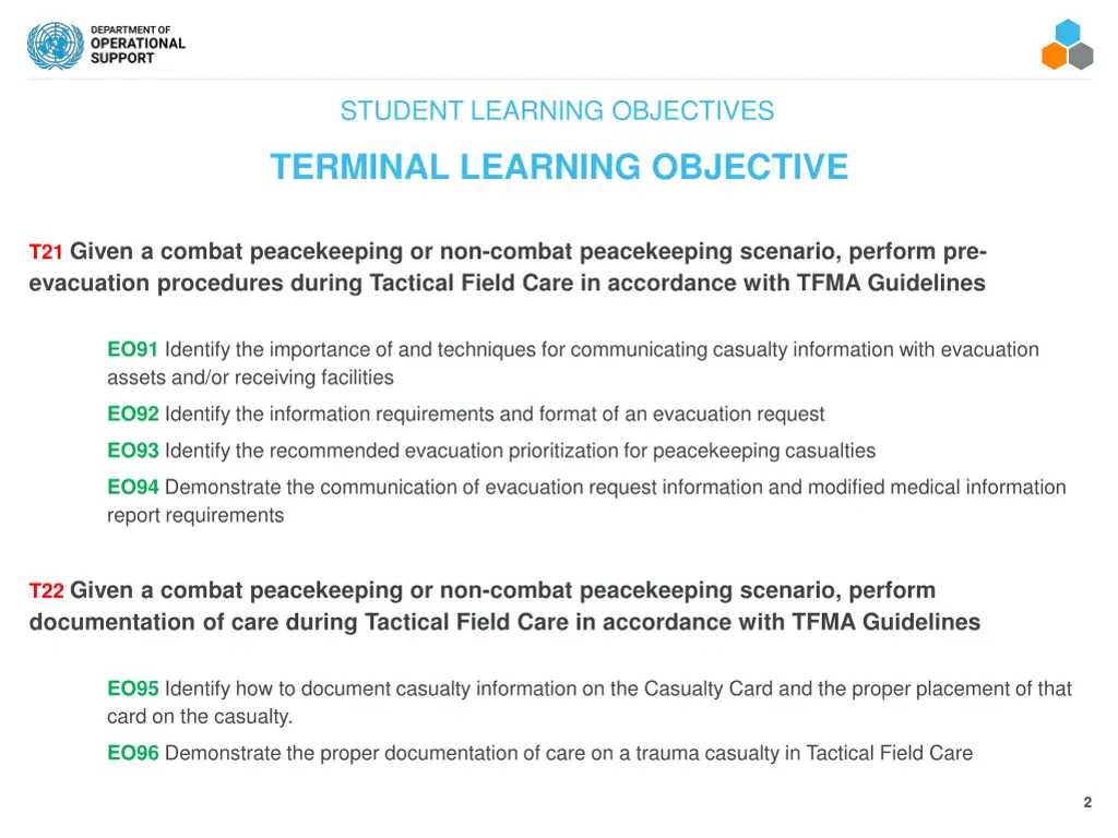 student learning objectives