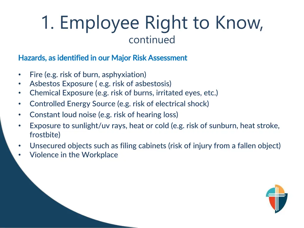 1 employee right to know continued