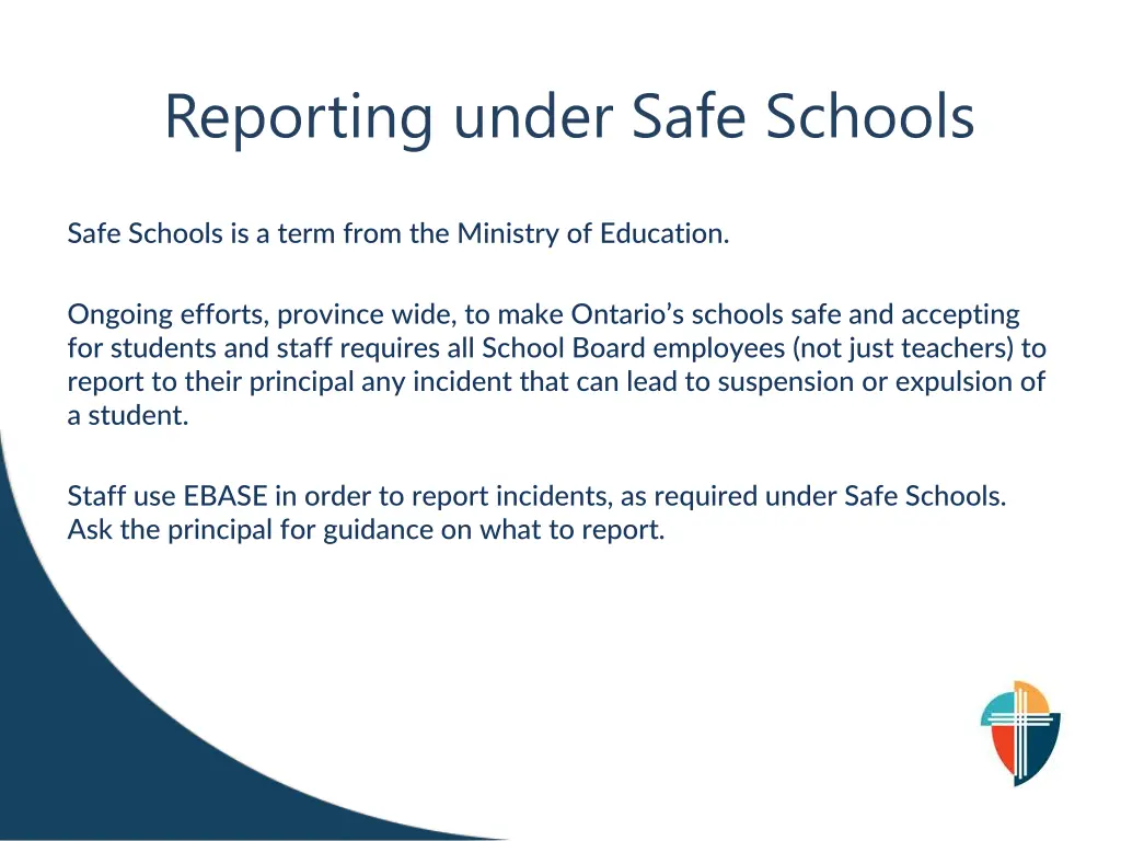 reporting under safe schools