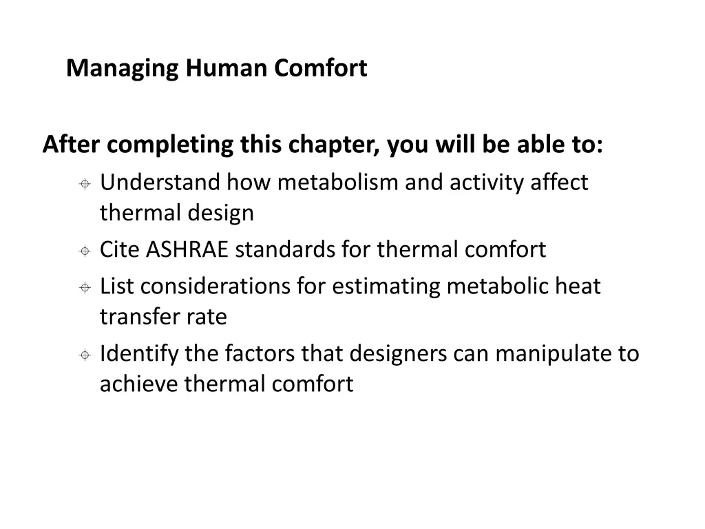 managing human comfort 11