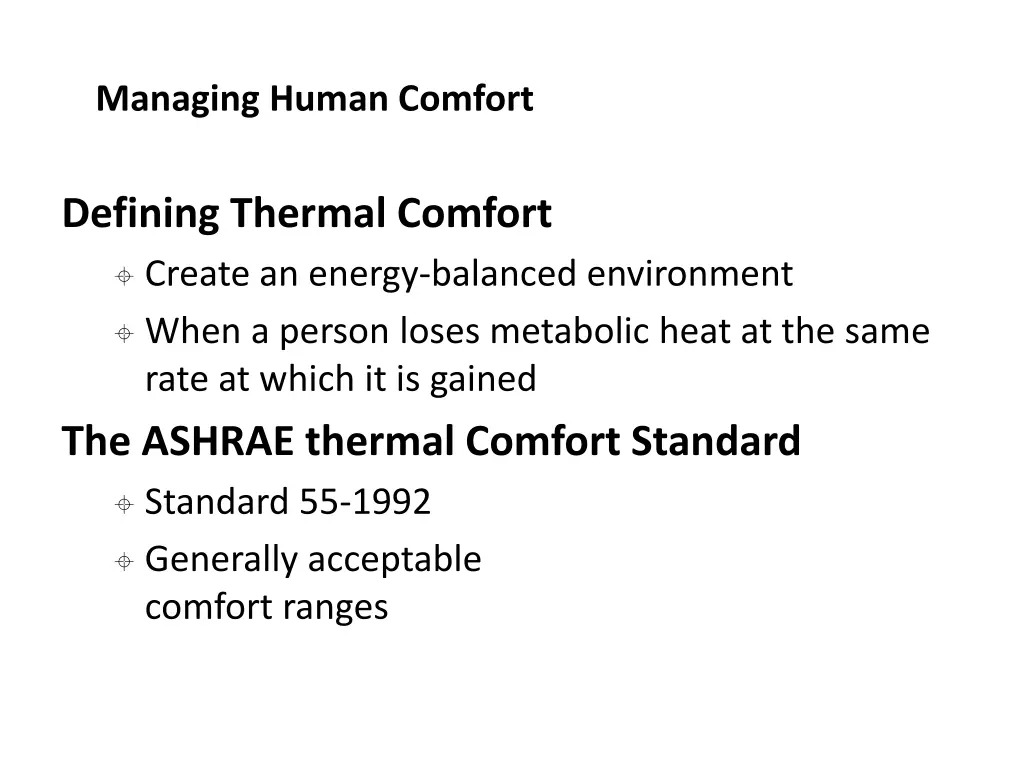 managing human comfort 7