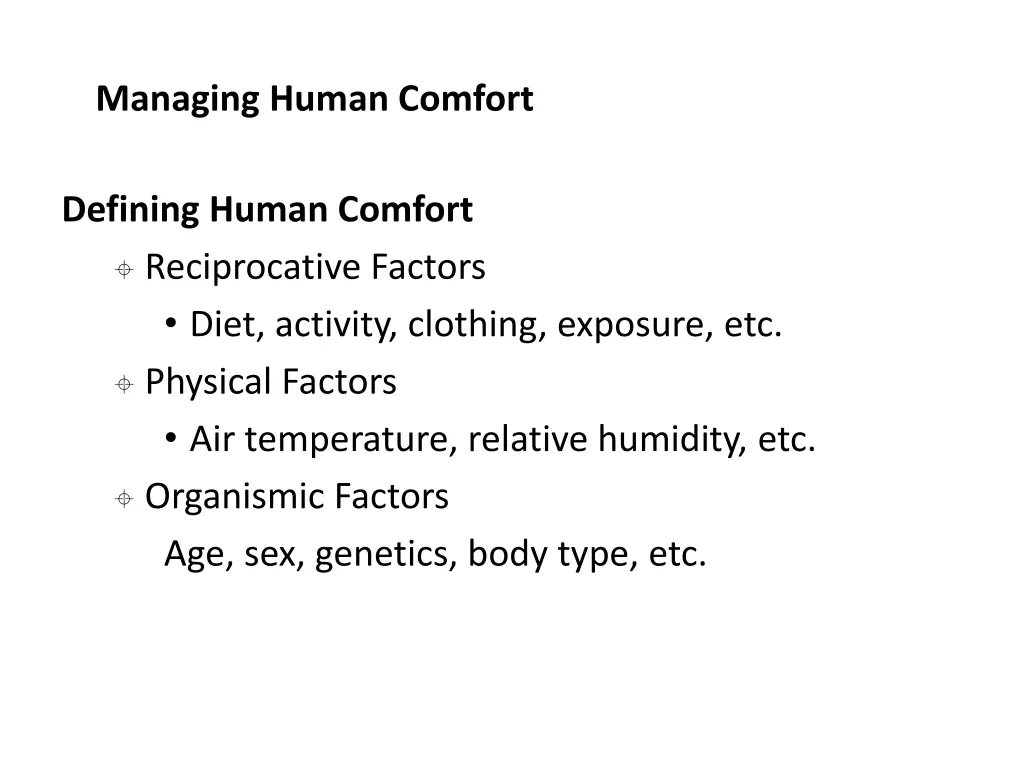 managing human comfort